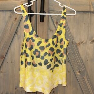 Storia Yellow Leopard Print Tank Top